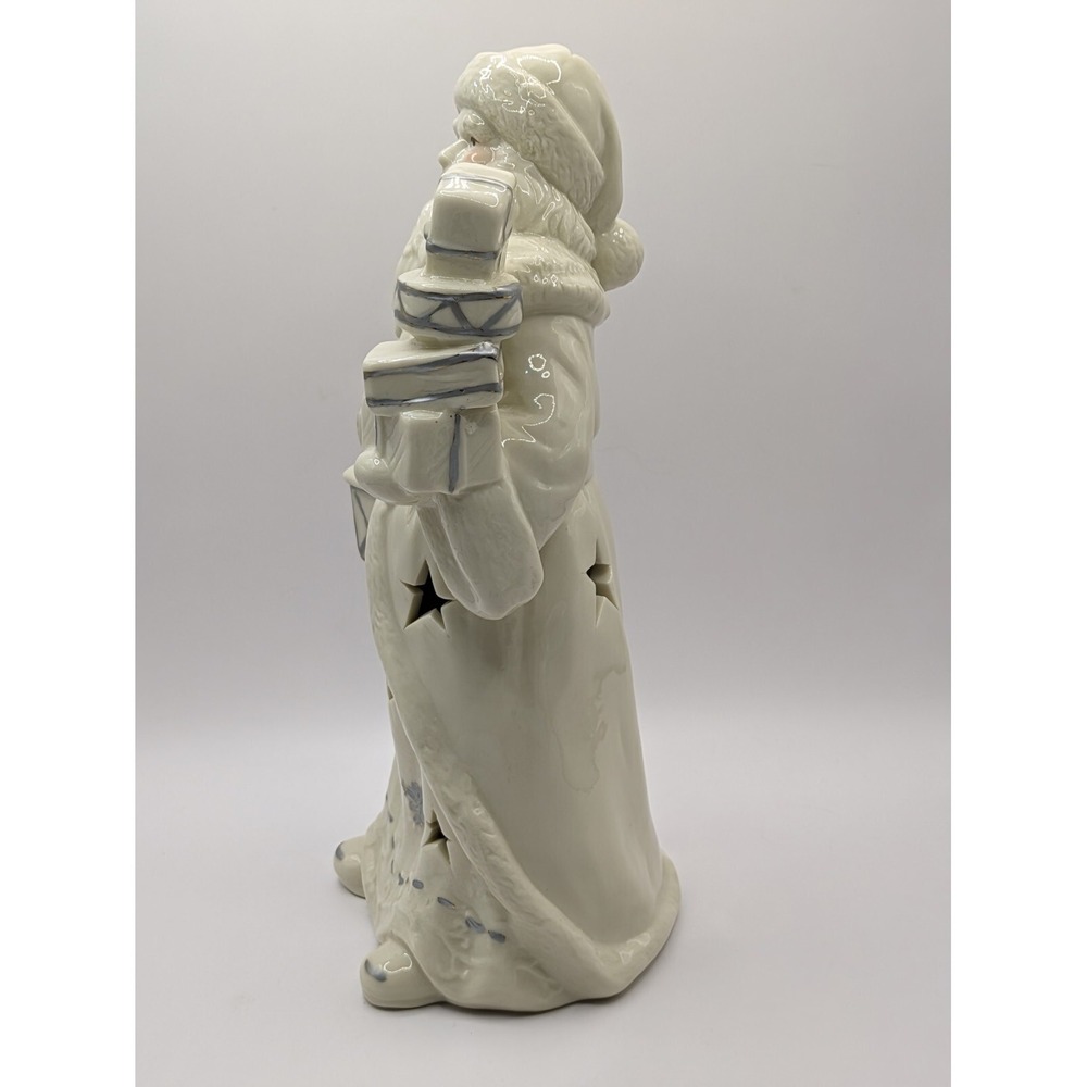 Santa Figurine Holding Lantern Presents Cutout Stars‎ Snowflakes 10" - Picture 2 of 16